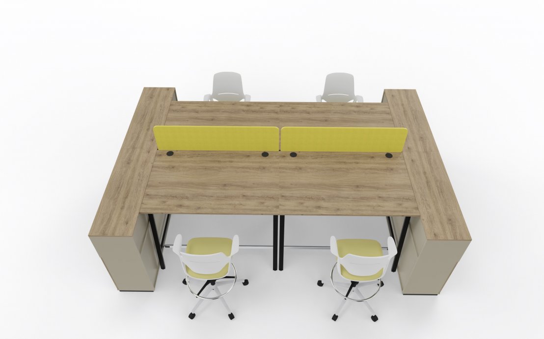 Komfortowe stanowisko pracy dla czterech osób - Idea A - stoły wysokie