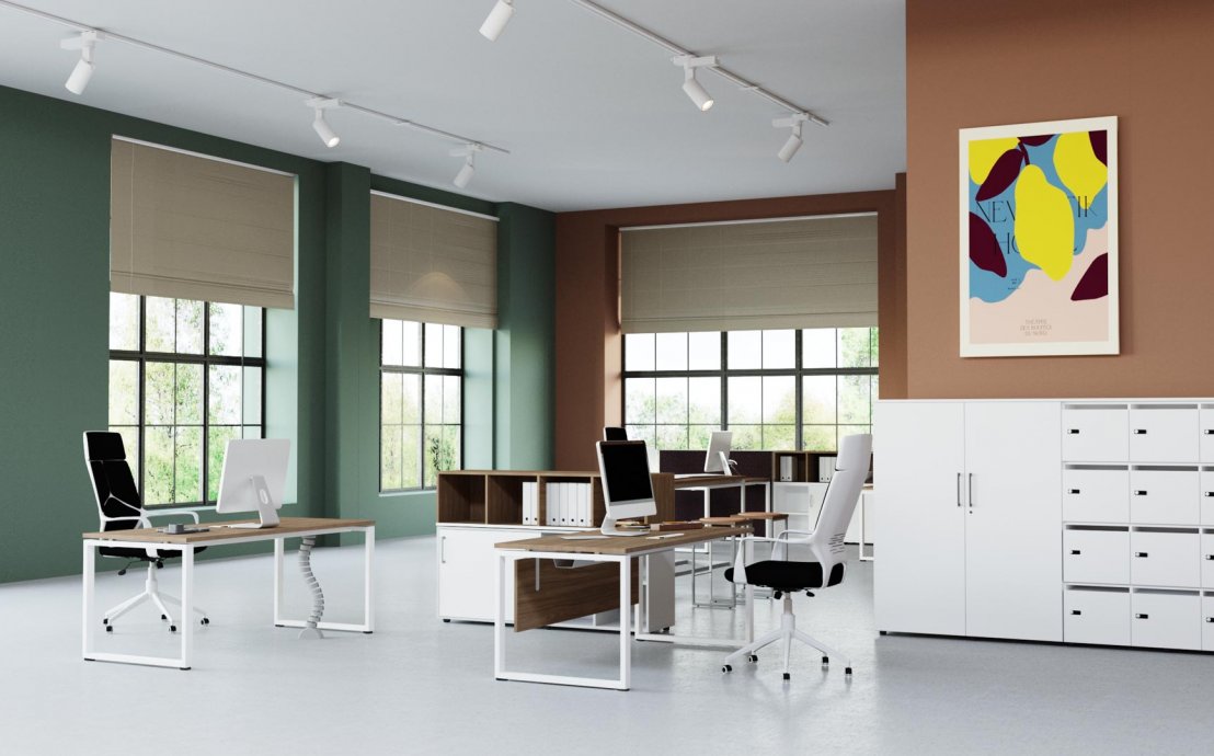 Große Büroräume mit großen Fenstern - Büromöbel System -eM