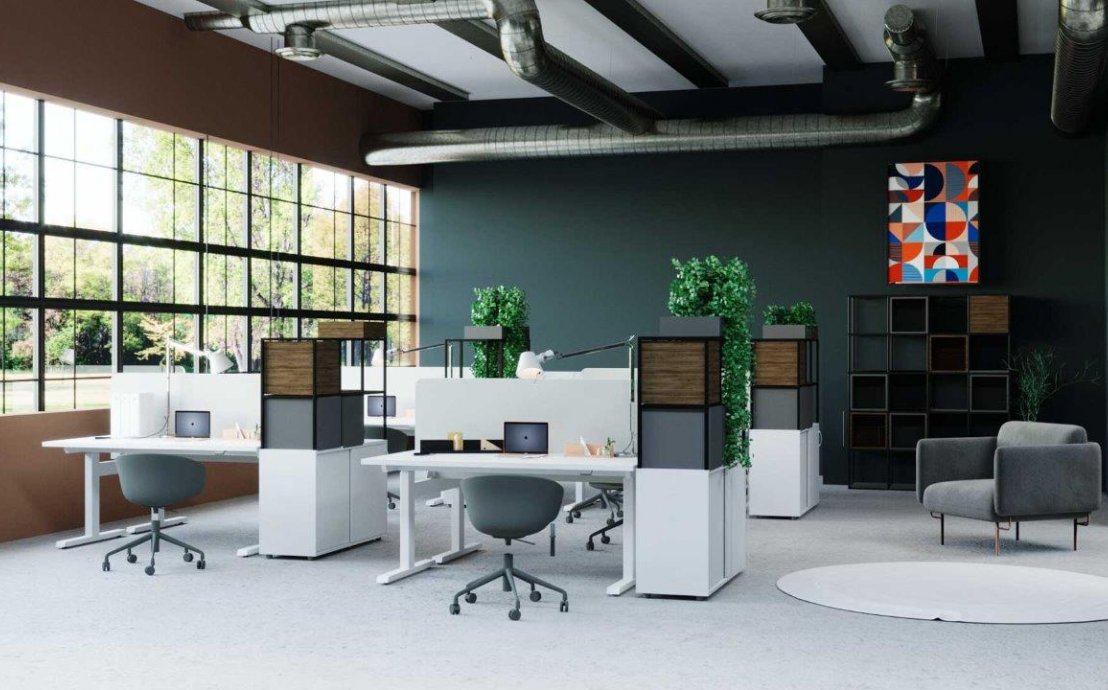 Moderne Bürokonzepte - modulares Regal Aura als Aufsatz