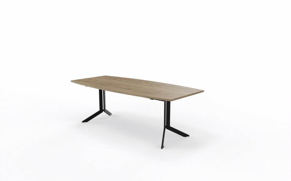 Konferenztisch AXY-Line X, Tischplatte in Tonnenform