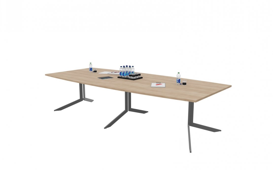 Konferenztisch AXY-Line X, zweiteilig, Tischplatte in Tonnenform