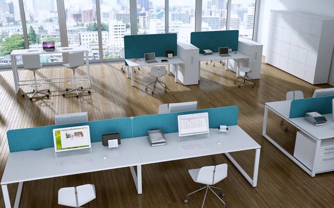Idealne do biur typu open space - stoły wysokie Idea P i stanowiska wieloosobowe