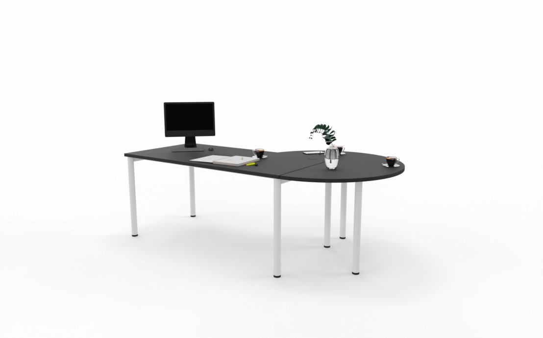 Schreibtisch O-eM mit Anbautisch, Büromöbel von MARO