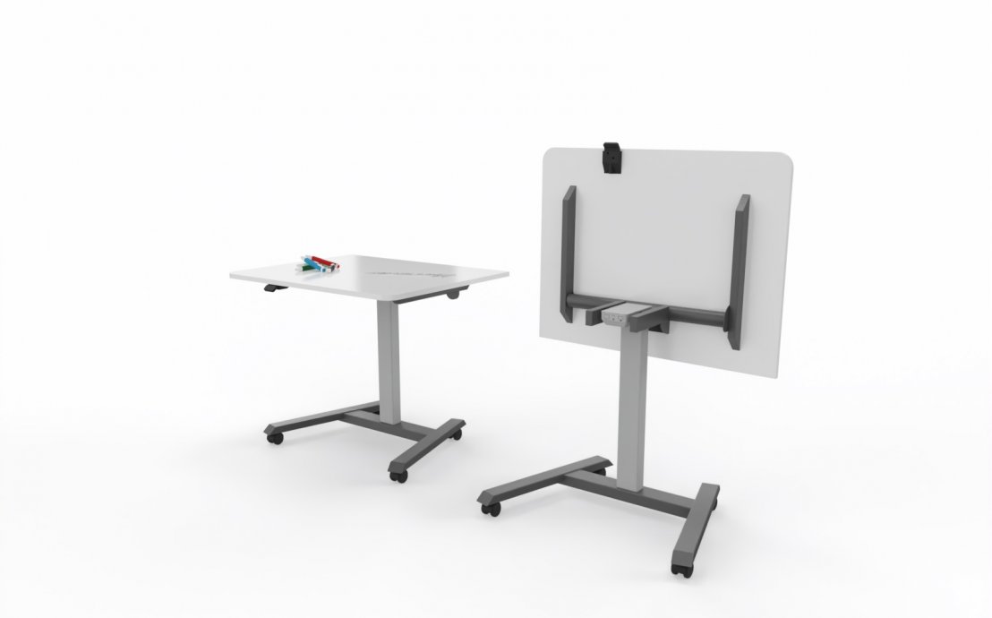 Kompaktschreibtisch Wariant - klappbare Tischplatte als Whiteboard nutzbar