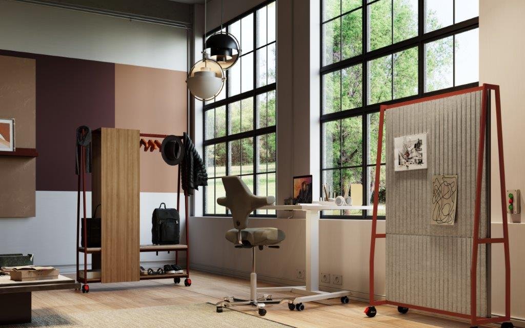 Meble biurowe Ścianka mobilna wariant i biurko elektryczne
